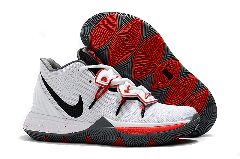 New Nike Kyrie 5 White Black Grey Red Shoes